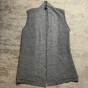 Eileen Fisher Merino Wool Gray Sleeveless Knit Cardigan Shawl Size XS